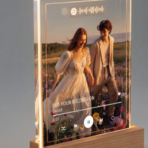 Placa personalizada con luz led y foto grabada.